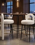 Set of Two 27" Gray Fabric And Solid Wood Low Back Counter Height Bar Chairs