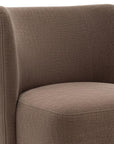 Taupe And Brown Upholstery And Solid Wood And Steel Dining Side Chair With Wheels