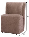 Taupe And Brown Upholstery And Solid Wood And Steel Dining Side Chair With Wheels