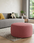 22" Red Olefin Round Outdoor Pouf Ottoman