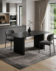 67" Black Wood Double Pedestal Base Dining Table