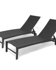 Set of Two Black Aluminum Five Position Adjustable Sling Outdoor Chaise Lounges