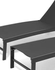 Set of Two Black Aluminum Five Position Adjustable Sling Outdoor Chaise Lounges