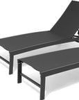 Set of Two Black Aluminum Five Position Adjustable Sling Outdoor Chaise Lounges