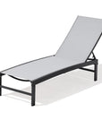 58" Gray Aluminum Five Position Adjustable Sling Outdoor Chaise Lounge