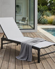 58" Gray Aluminum Five Position Adjustable Sling Outdoor Chaise Lounge