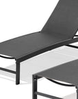 Set of Two Black Aluminum Five Position Adjustable Outdoor Chaise Lounges