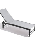 60" Light Gray Aluminum Six Position Adjustable Sling Outdoor Chaise Lounge