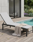 60" Light Gray Aluminum Six Position Adjustable Sling Outdoor Chaise Lounge