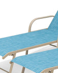 Set of Two Blue Aluminum Six Position Adjustable Sling Outdoor Chaise Lounges