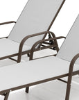 Set of Two Light Gray Steel Six Position Adjustable Sling Outdoor Chaise Lounges