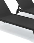 Set of Two Black Steel Five Position Adjustable Outdoor Stacking Chaise Lounges