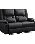 62" Gray Faux Leather Manual Reclining Loveseat With Storage and Toss Pillows