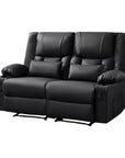 62" Gray Faux Leather Manual Reclining Loveseat With Storage and Toss Pillows
