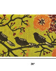 24" X 36" Green Black And Orange Floral Birds Outdoor Coir Door Mat