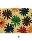 24" X 36" Brown Green And Red Multi Floral Outdoor Coir Door Mat