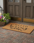 24" X 48" Brown And Black Hello Spring Outdoor Coir Door Mat