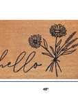 24" X 36" Natural and Black Coir Floral Hello Outdoor Door Mat