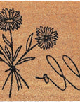 24" X 36" Natural and Black Coir Floral Hello Outdoor Door Mat