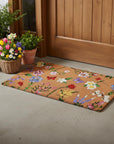 24" X 36" Brown White And Green Floral Outdoor Coir Door Mat