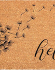 24" X 48" Brown And Black Floral Hello Outdoor Coir Door Mat