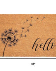 24" X 48" Brown And Black Floral Hello Outdoor Coir Door Mat