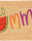 24" X 36" Brown Green And Red Hello Summer Outdoor Coir Door Mat