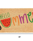 24" X 36" Brown Green And Red Hello Summer Outdoor Coir Door Mat