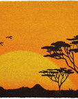 24" X 36" Orange Yellow And Black Sunrise Trees Outdoor Coir Door Mat
