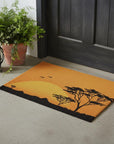 24" X 36" Orange Yellow And Black Sunrise Trees Outdoor Coir Door Mat