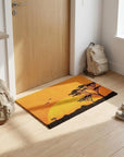 24" X 36" Orange Yellow And Black Sunrise Trees Outdoor Coir Door Mat