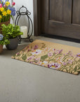 24" X 36" Brown Green And Purple Floral Outdoor Coir Door Mat