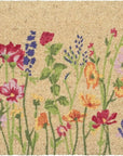 24" X 36" Brown Green And Purple Floral Outdoor Coir Door Mat