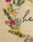 24" X 36" Brown Green And Black Floral Hello Outdoor Coir Door Mat