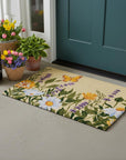 24" X 36" Brown Green And Orange Floral Outdoor Coir Door Mat