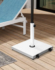 White Market Umbrella Steel In Ground Adjustable Umbrella Base With Wheels