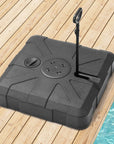 Black Cantilever Umbrella Fillable Steel In Ground Umbrella Base With Wheels
