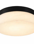 11" Black Metal And Frosted Glass Flush Mount Ceiling Light