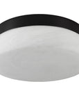 11" Black Metal And Frosted Glass Flush Mount Ceiling Light