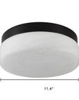 11" Black Metal And Frosted Glass Flush Mount Ceiling Light