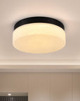 11" Black Metal And Frosted Glass Flush Mount Ceiling Light