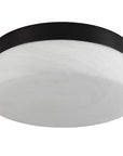 11" Black Metal And Frosted Glass Flush Mount Ceiling Light