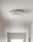 11" Black Metal And Frosted Glass Flush Mount Ceiling Light