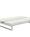 Set of Two White Aluminum Four Position Adjustable Outdoor Chaise Lounges with White Cushion
