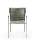 Set of Four Light Brown And Silver Woven Steel Outdoor Arm Chairs