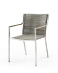 Set of Four Light Brown And Silver Woven Steel Outdoor Arm Chairs