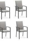 Set of Four Light Gray Aluminum Outdoor Arm Chairs