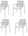 Set of Four Light Gray Steel Sling Outdoor Arm Chairs