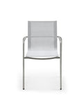 Set of Four Light Gray Steel Sling Outdoor Arm Chairs