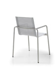Set of Four Light Gray Steel Sling Outdoor Arm Chairs